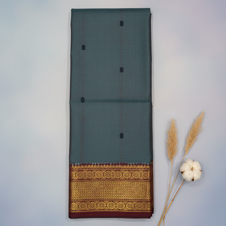 KUBERAN SLATE BLUE COTTON SAREE