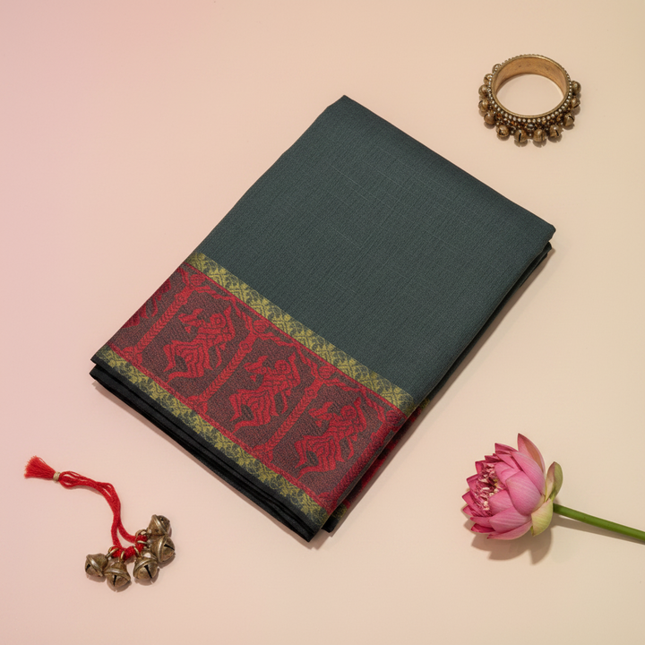 KUBERAN GREEN COTTON DANCE PRACTICE SAREE