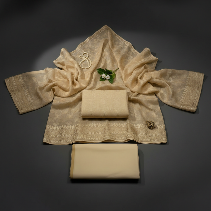 KUBERAN DARK CREAM DRESS MATERIAL