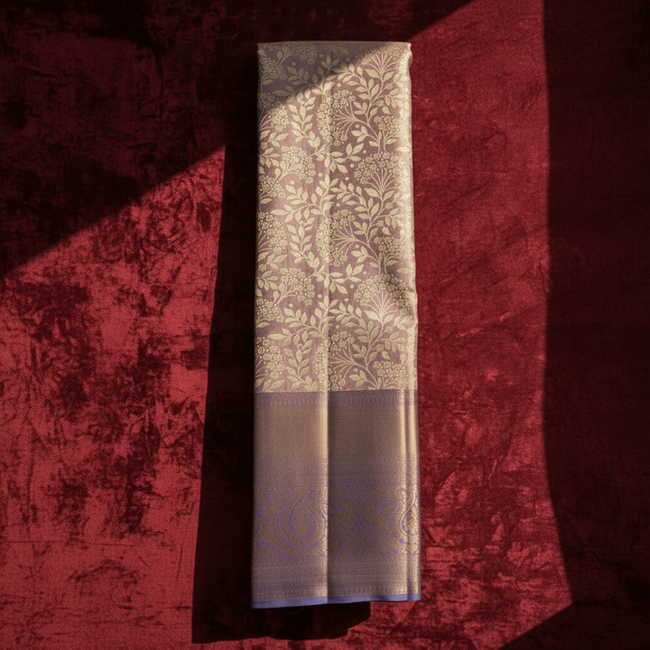 Kuberan Mauve Floral Kanchipuram Silk Saree