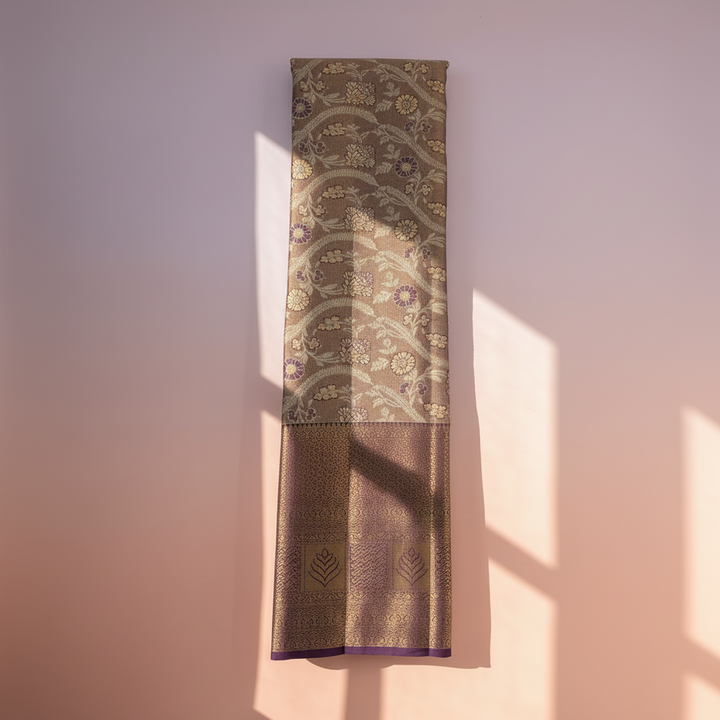 Kuberan light purple Floral Vine Kanchipuram Silk Saree