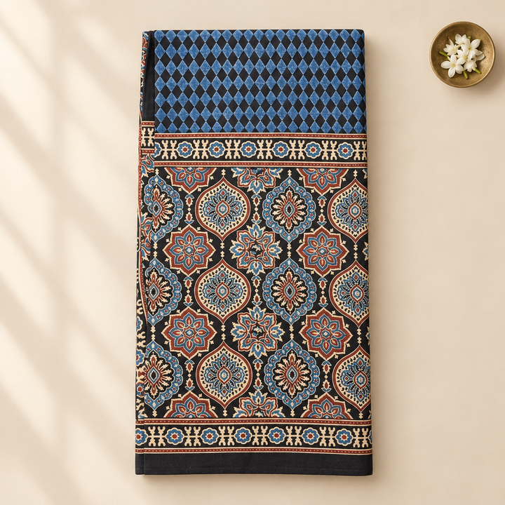 KUBERAN INDIGO AJRAKH PRINT SAREE