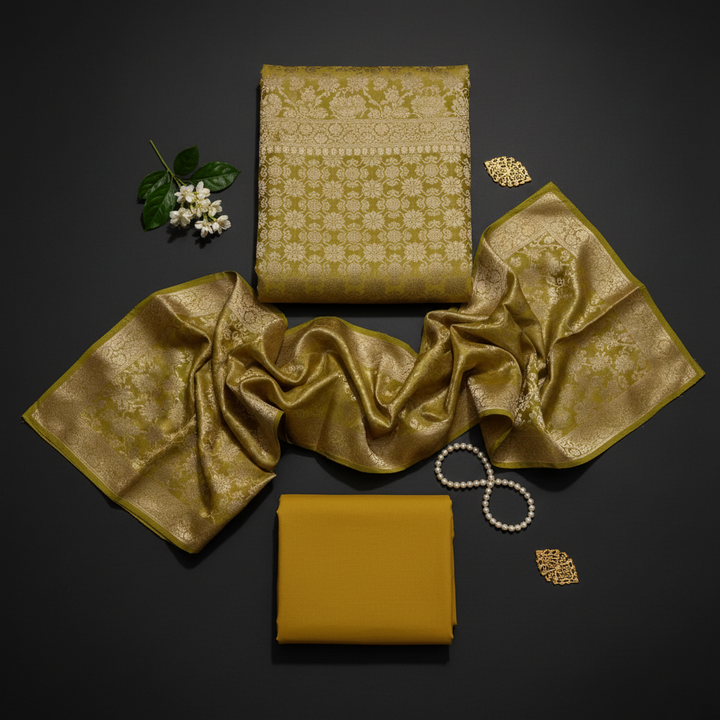 KUBERAN OLIVE GREEN DRESS MATERIAL