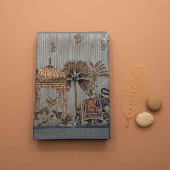 KUBERAN GREYISH BLUE LINEN COTTON