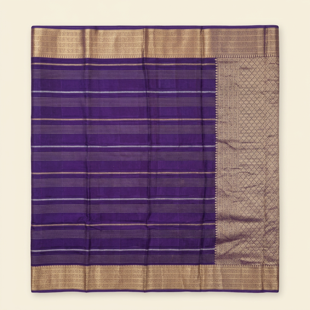 Kuberan Purple Striped Chiffon Saree