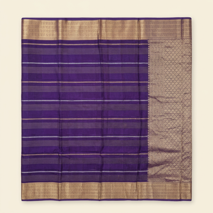 Kuberan Purple Striped Chiffon Saree