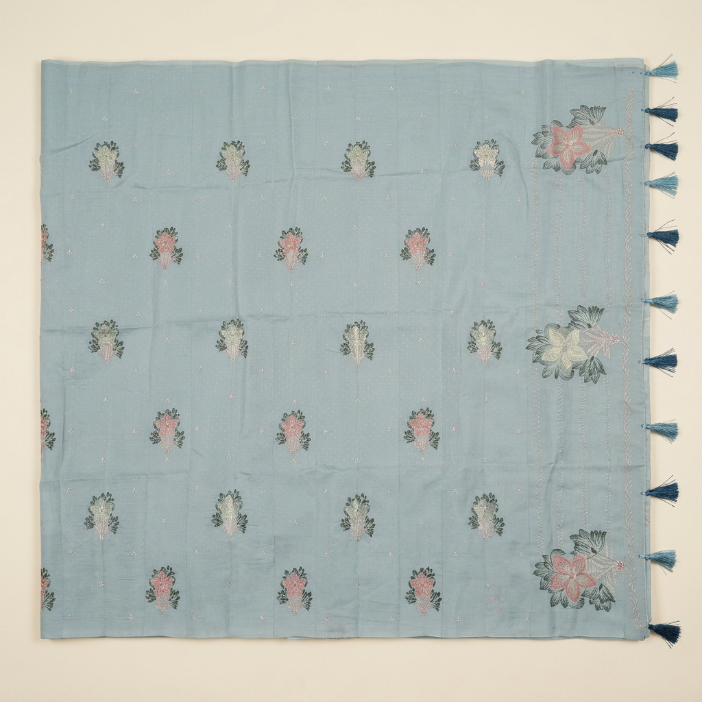 KUBERAN BLUE RAW SILK SAREE