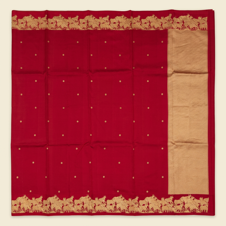 Kuberan Red Pure Banarasi Silk Saree