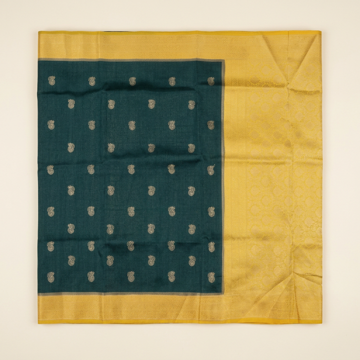 KUBERAN GREEN WITH YELLOW RAW SILK SAREE