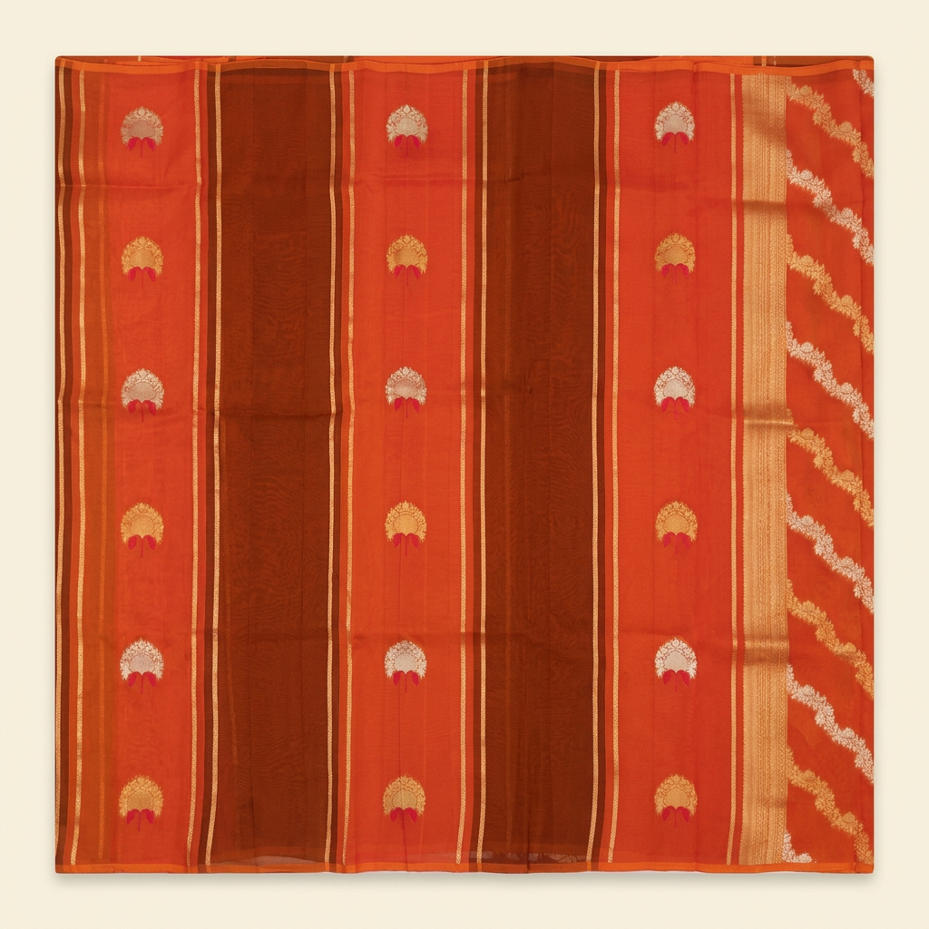 Kuberan Orange Chiffon Saree