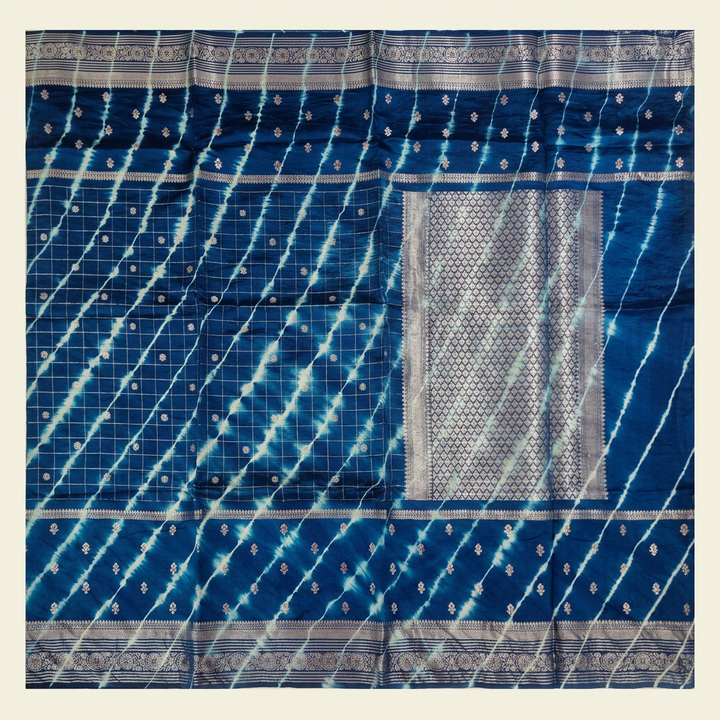 KUBERAN BLUE LEHERIYA SHIBORI PURE SILK SAREE