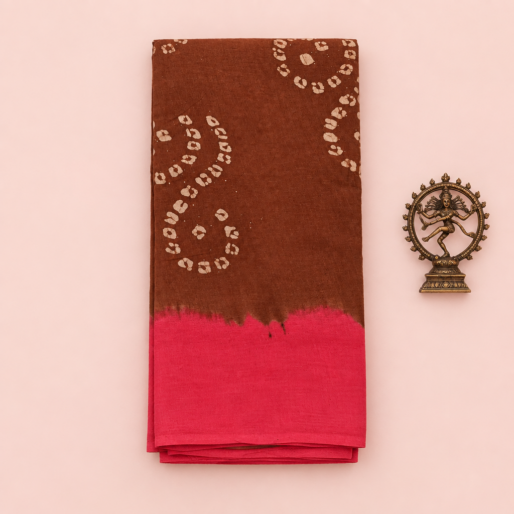 KUBERAN BROWN WITH PINK COTTON DANCE SAREE