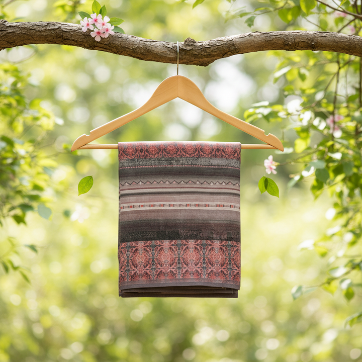 KUBERAN BROWNISH PURE CHIFFON PRINTED SAREE