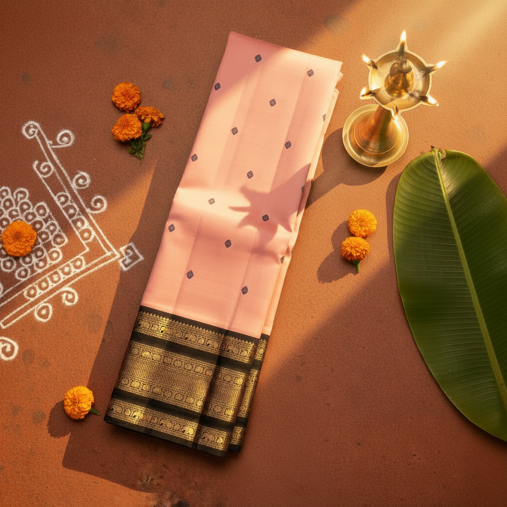 Kuberan Baby Pink Kanchipuram Silk Saree