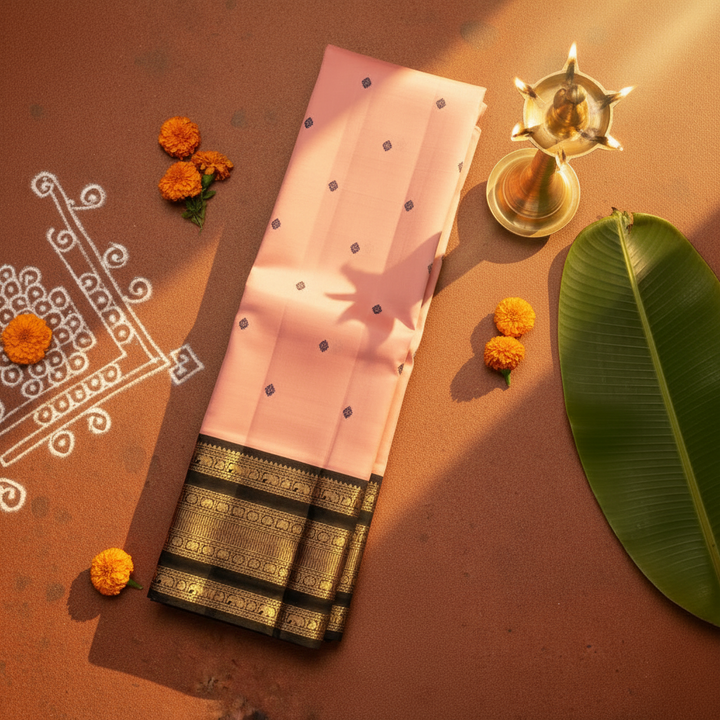 Kuberan Baby Pink Kanchipuram Silk Saree