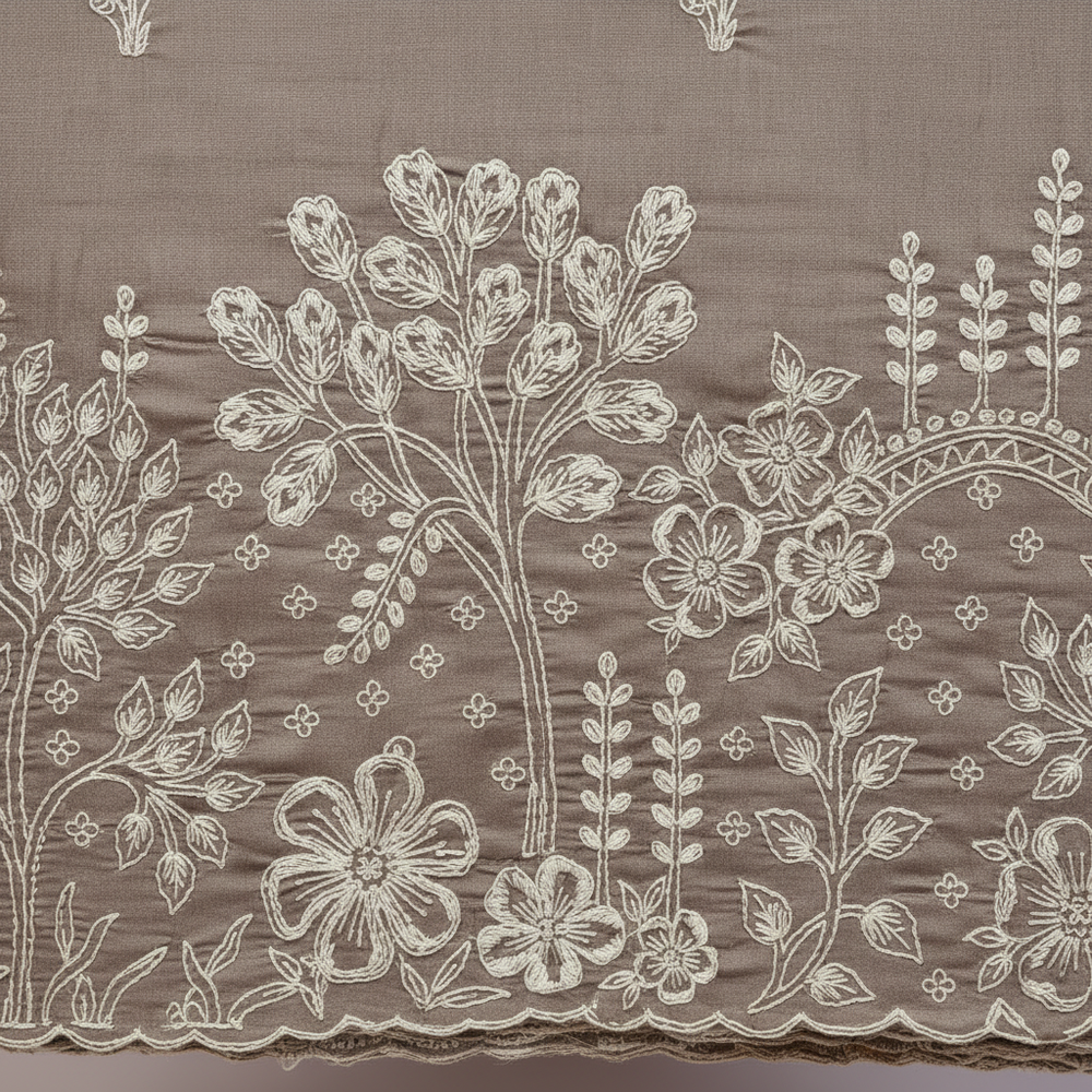 Taupe Grey Silk Saree – Border Close-Up