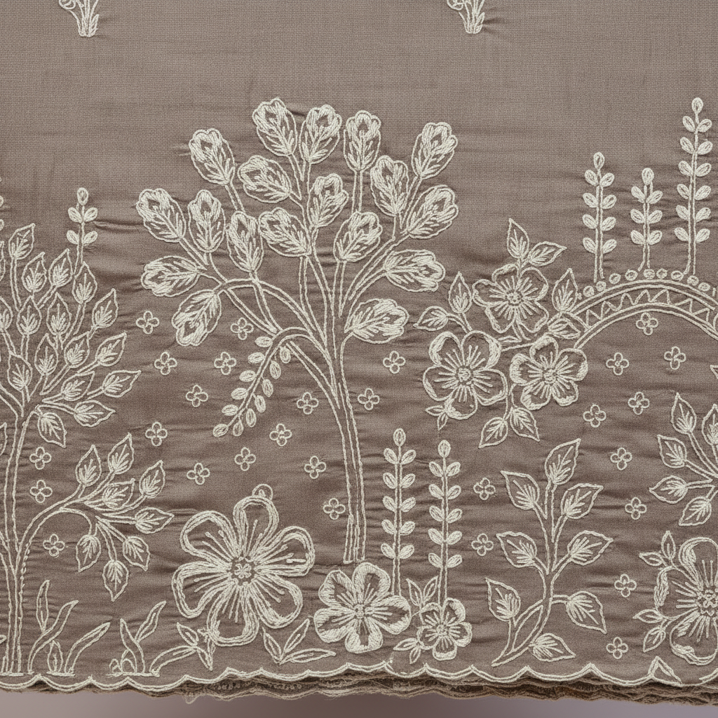 Taupe Grey Silk Saree – Border Close-Up
