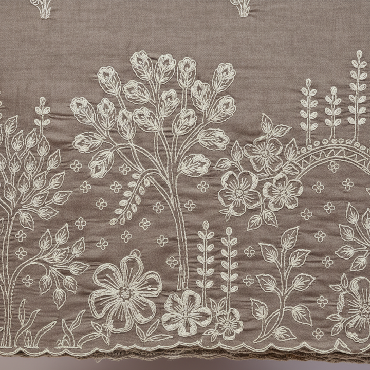 Taupe Grey Silk Saree – Border Close-Up