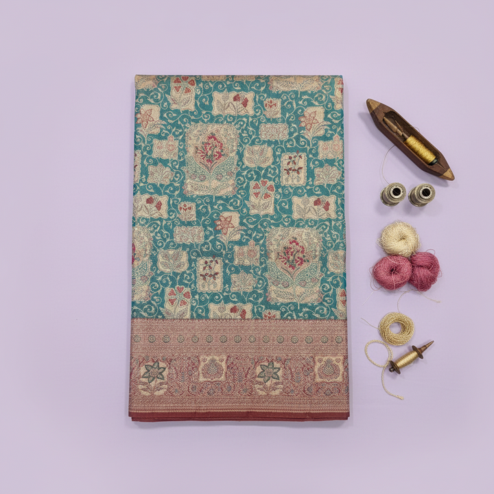 KUBERAN BLUE PINK PURE KANCHIPURAM SILK SAREE