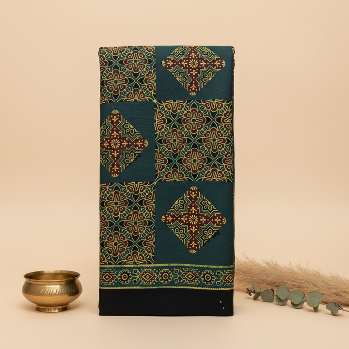 KUBERAN PALE GREEN AJRAKH PRINT SAREE