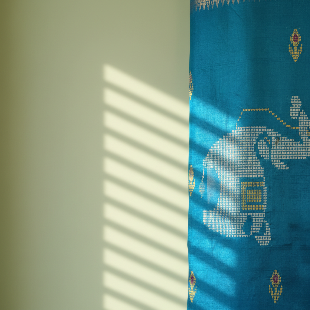 KUBERAN GREY WITH BLUE BISHNUPURI SOFT SILK SAREE