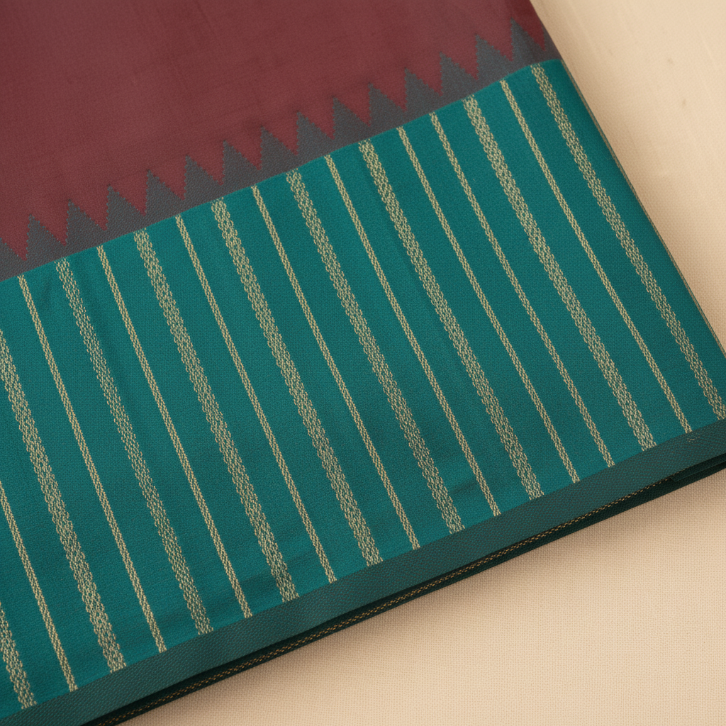 KUBERAN RUST MAROON SEMI SOFT SILK SAREE