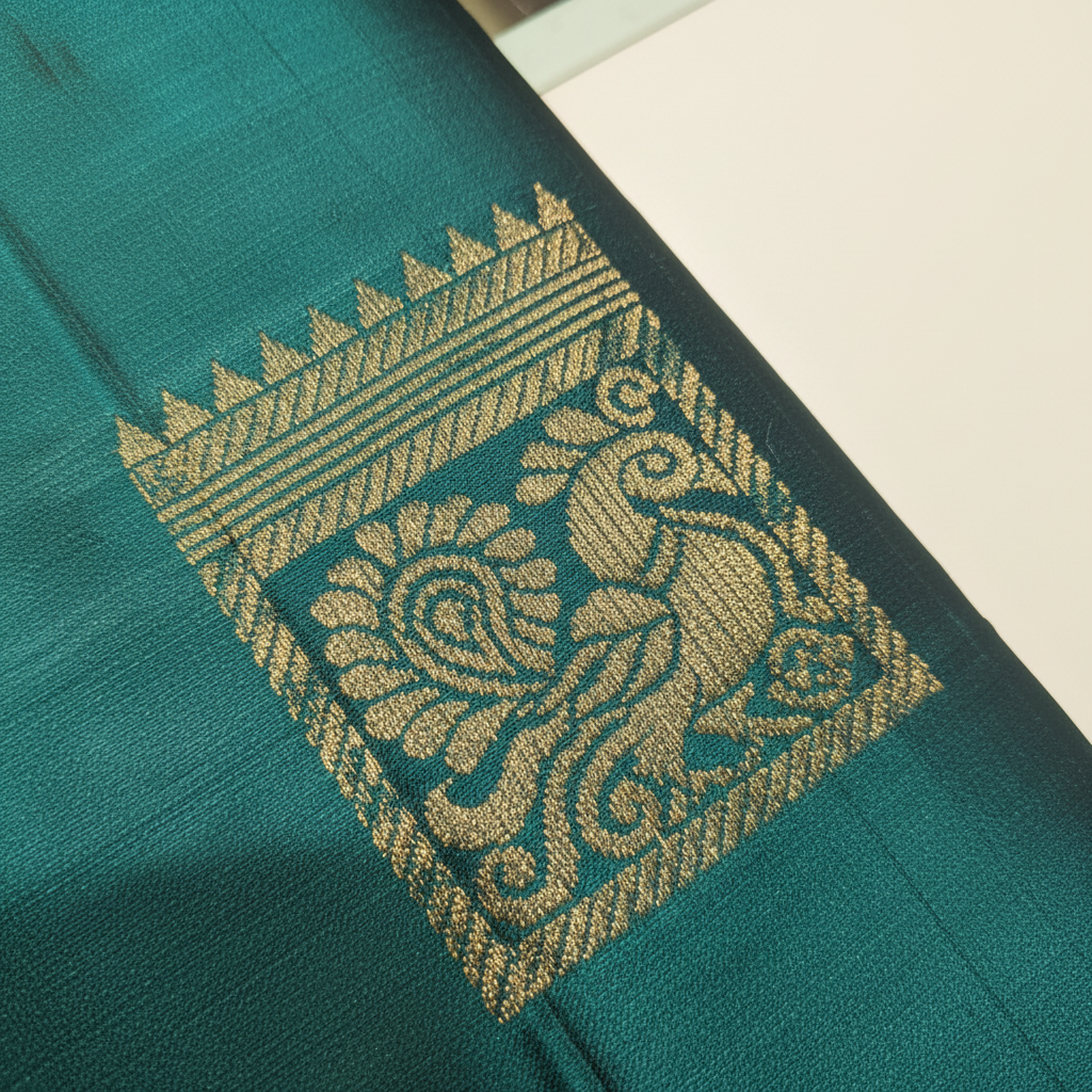 KUBERAN DARK GREEN WITH MAROON PURE SOFT SILK SAREE