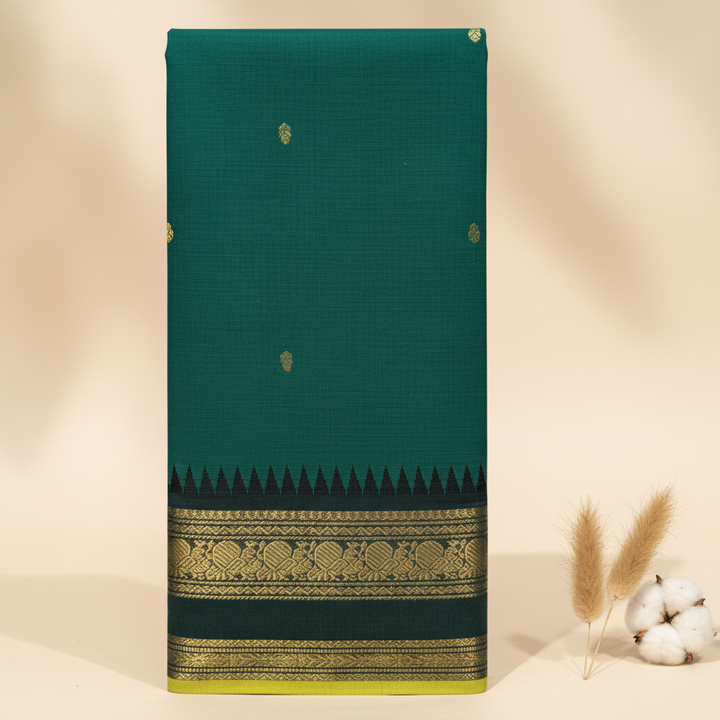 KUBERAN DARK GREEN COTTON SAREE