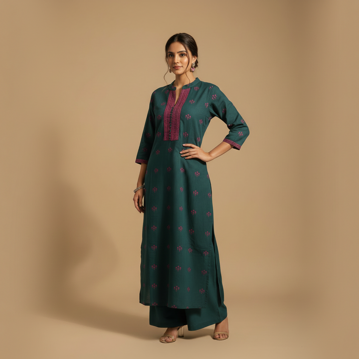 KUBERAN TEAL GREEN KURTHI