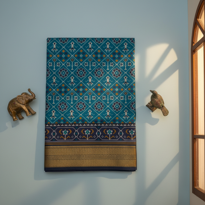 KUBERAN BLUE SEMI POCHAMPALLY SILK SAREE