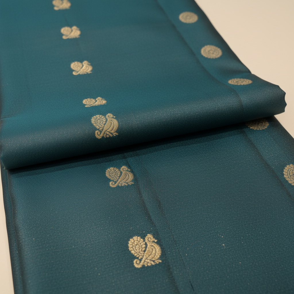 KUBERAN TURQUOISE BLUE PURE SILK SAREE