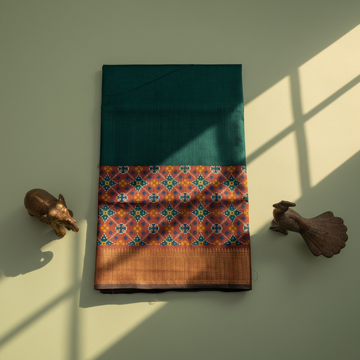 KUBERAN GREEN SEMI POCHAMPALLY SILK SAREE