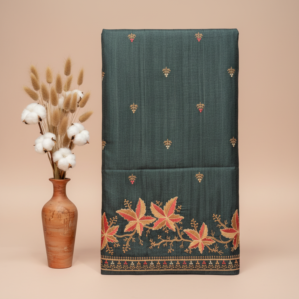 KUBERAN DEEP TEAL SEMI TUSSAR SILK SAREE