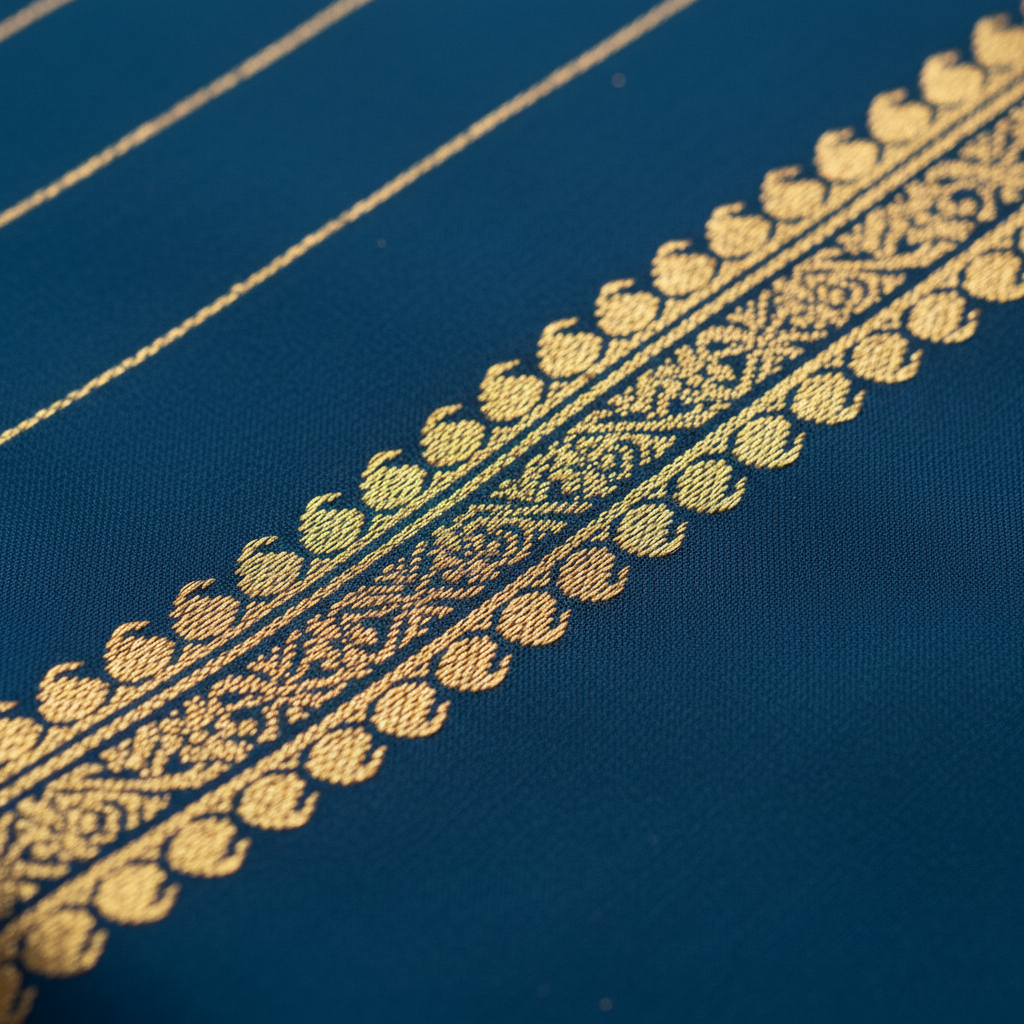 KUBERAN TURQUOISE BLUE MYSORE SILK CREPE SAREE