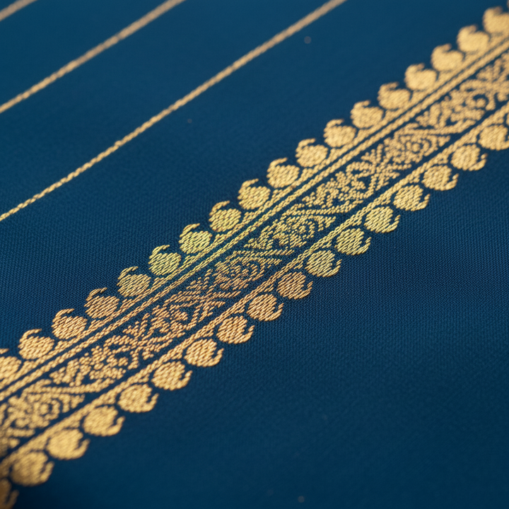 KUBERAN TURQUOISE BLUE MYSORE SILK CREPE SAREE