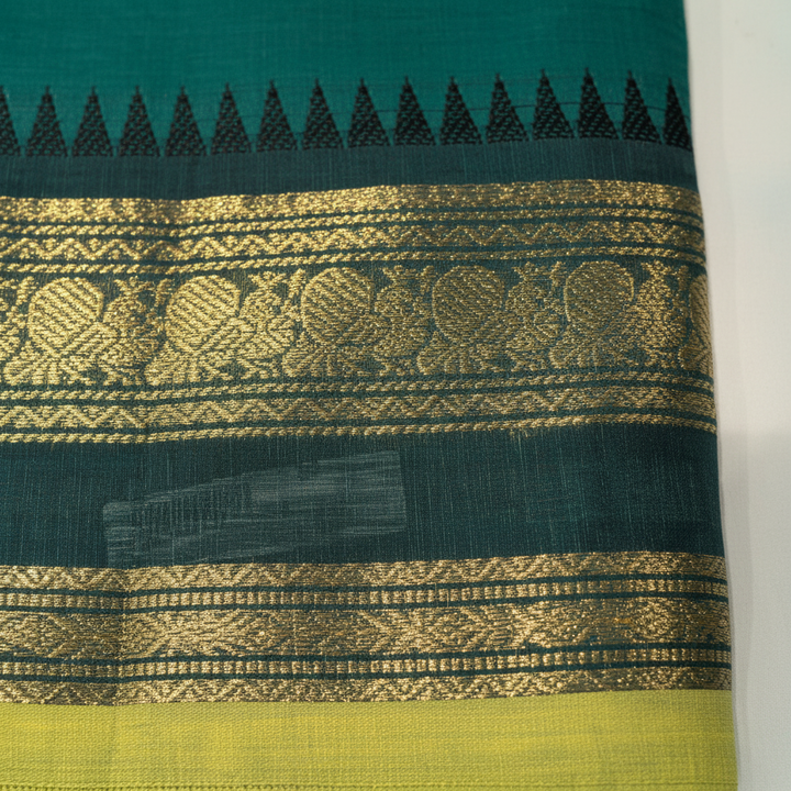 KUBERAN DARK GREEN COTTON SAREE