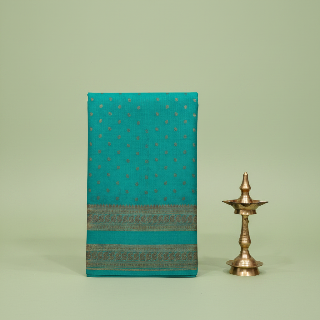 KUBERAN TEAL RAW SILK SAREE