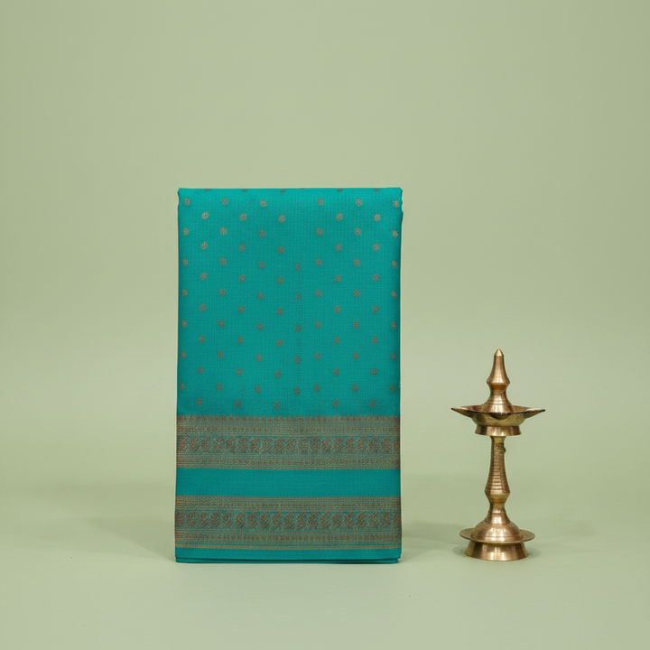 KUBERAN TEAL RAW SILK SAREE