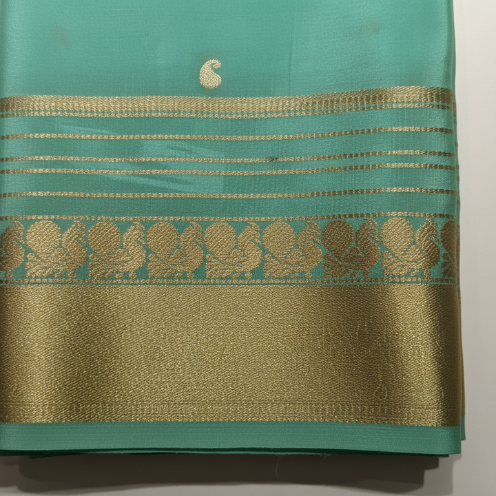 KUBERAN TEAL GREEN MYSORE CREPE SILK SAREE