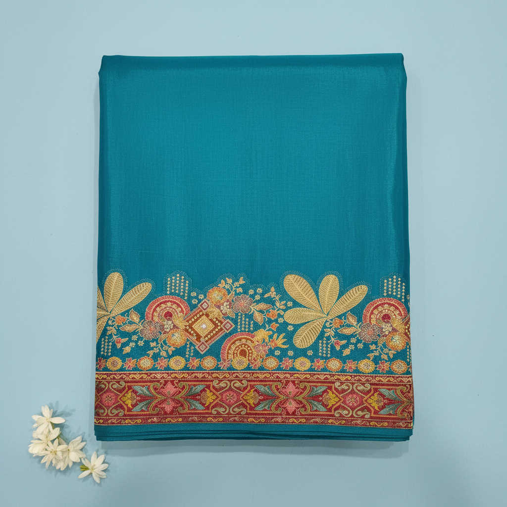 KUBERAN BLUE MASHRU SEMI BANARASI SILK SAREE