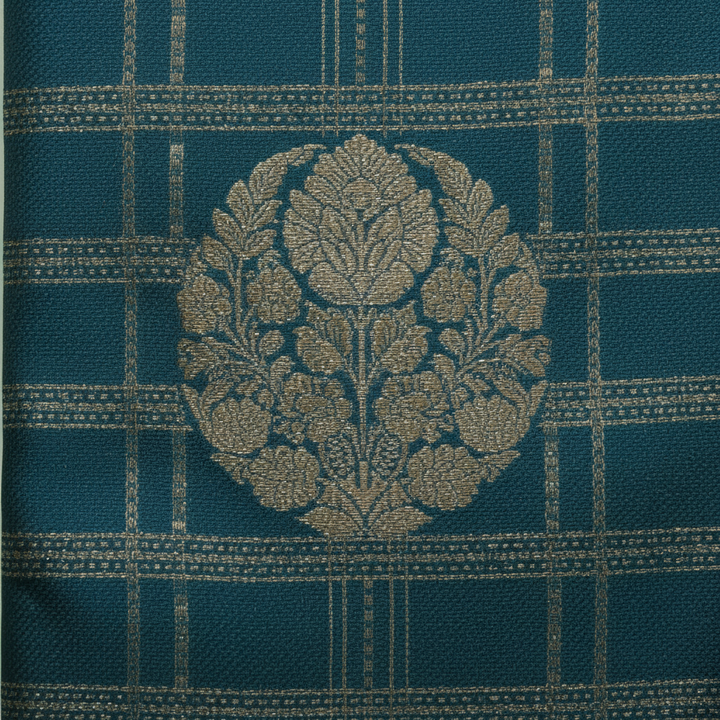 KUBERAN BLUE WITH MAROON BROCADE SEMI SILK SAREE