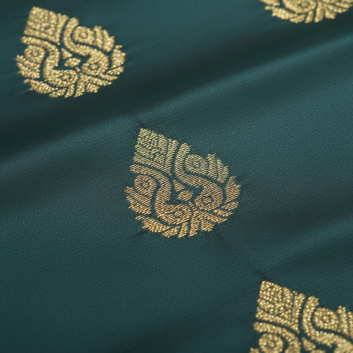 KUBERAN PEACOCK BLUE 9 YARDS PURE SILK SAREE