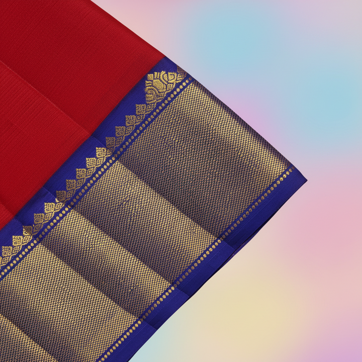 KUBERAN RED WITH BLUE PURE KANCHIPURAM SILK SAREE