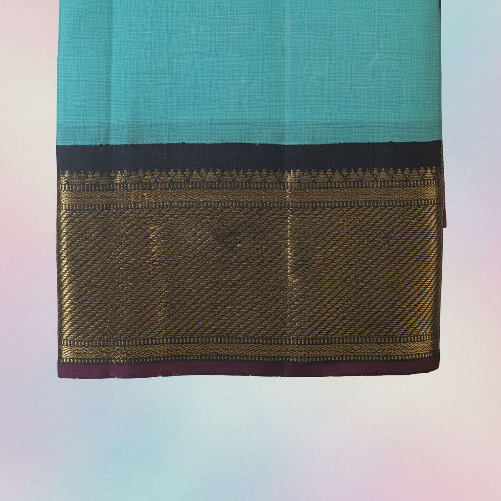 KUBERAN AQUA BLUE PURE KANCHIPURAM SILK SAREE