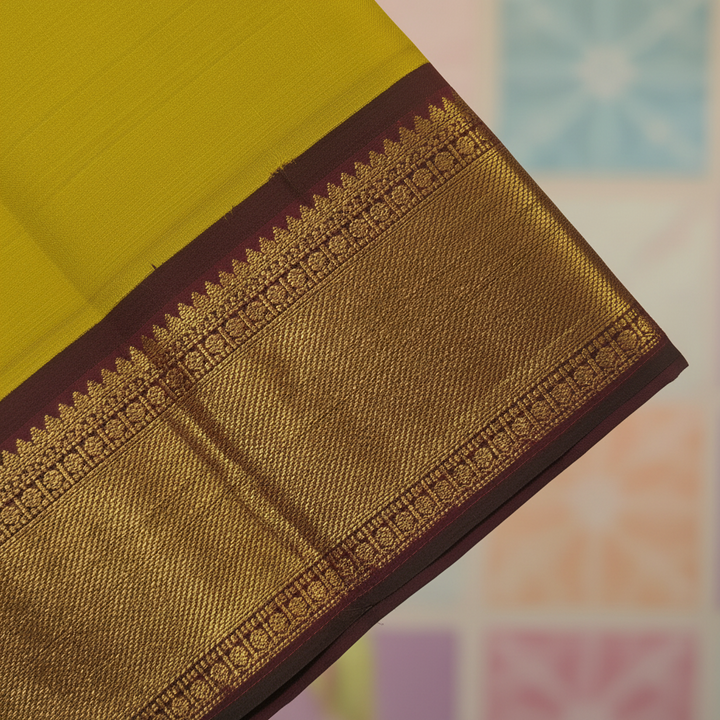 KUBERAN PARROT GREEN WITH WINE PURE KANCHIPURAM SILK SAREE