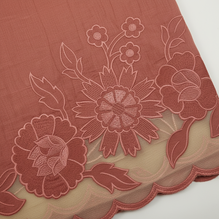 Terracotta Silk Saree – Border Close-Up