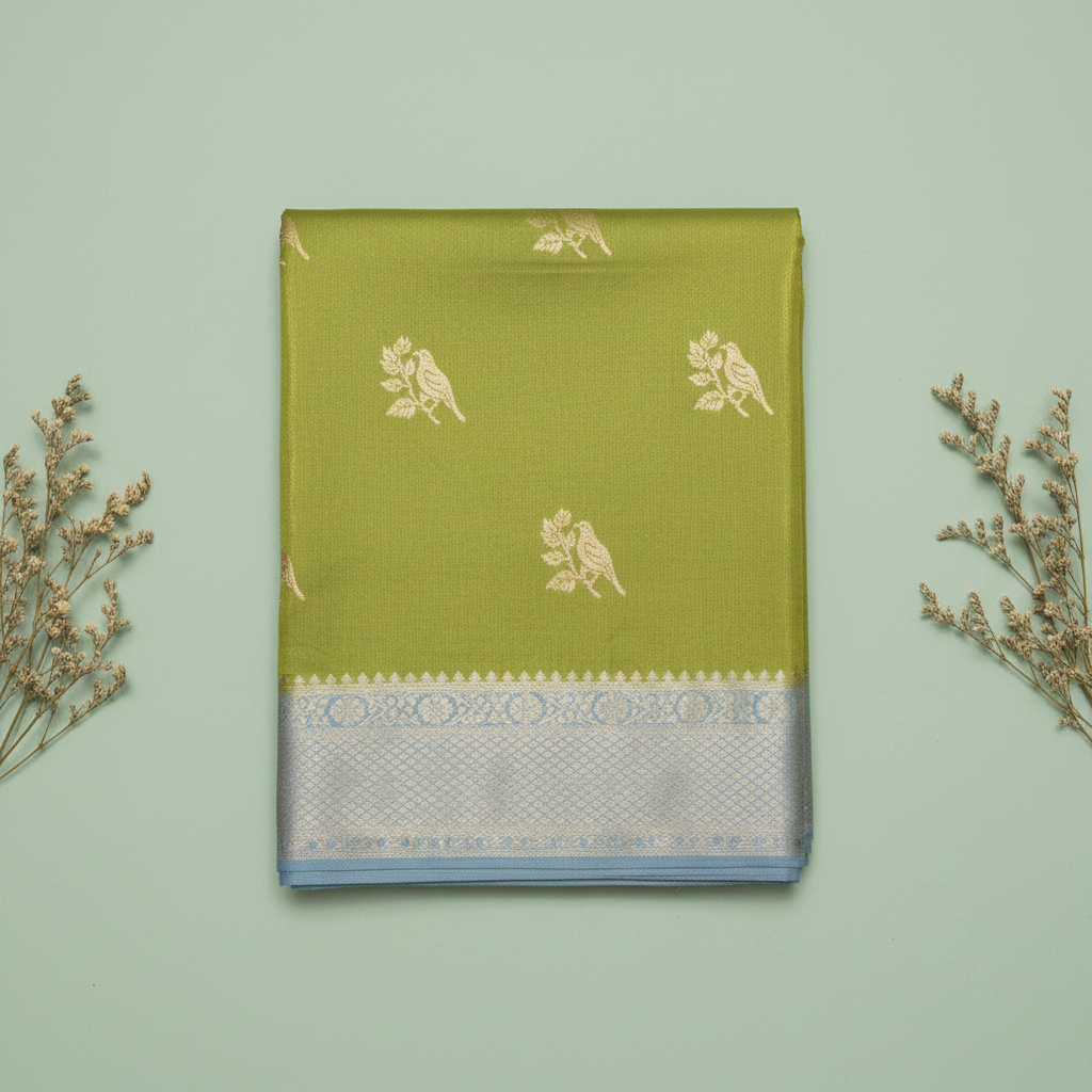 KUBERAN GREEN PASHMINE FANCY SAREE