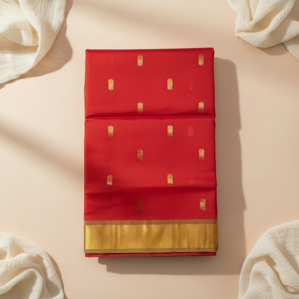 Kuberan Red Cotton Saree