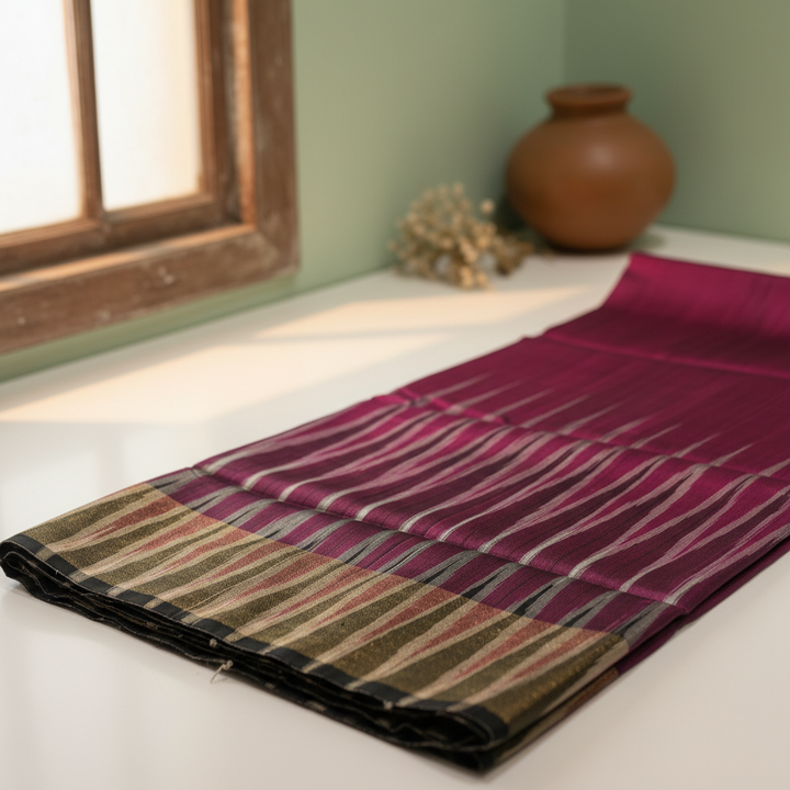 KUBERAN BURGUNDY BISHNUPURI SOFT SILK SAREE