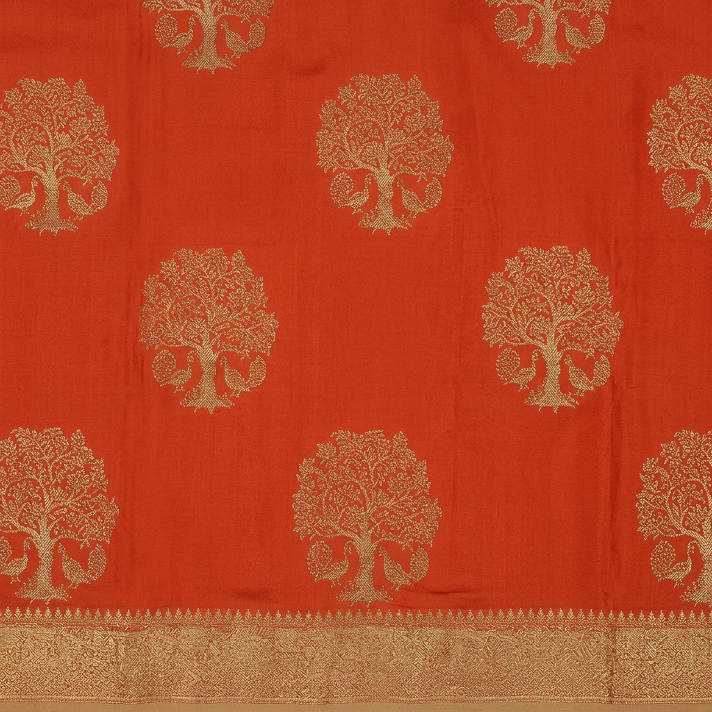 KUBERAN ORANGE WITH BEIGE KHADDI GEORGETTE SAREE